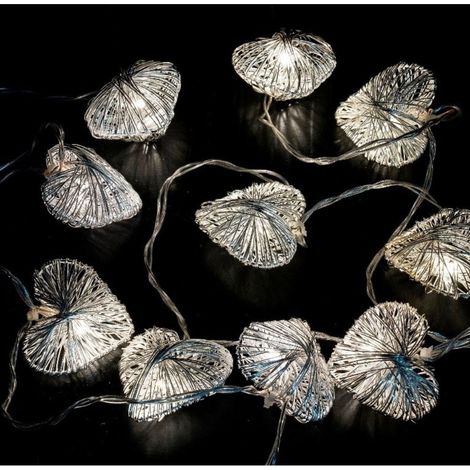 Ghirlanda Decorativa Led con 10 Cuori Argento