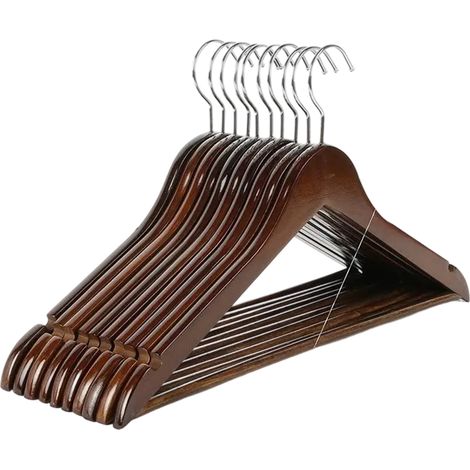 Cintre en bois massif antidérapant, cintre d'hôtel en bois sans couture, pince à pantalon, support à vêtements, cintre rétro pour vêtements d'enfants (1/5)