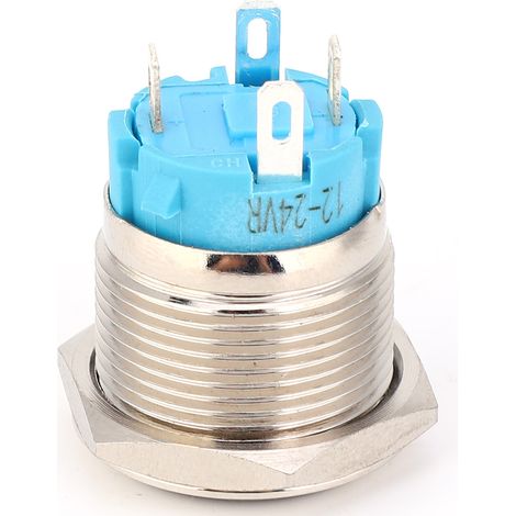 2 pièces interrupteur à bouton-poussoir métallique auto-verrouillant 19 mm 12-24V DC 1NO 4 broches rouge (1/5)