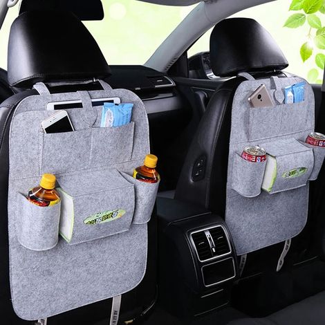 1 sac de rangement universel pour siège arrière de voiture, organisateur de coffre, sac de rangement élastique en feutre (1/2)