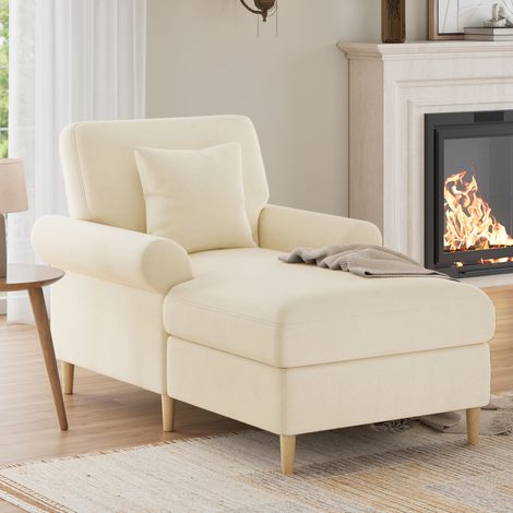 Gepolsterter Relaxsessel, klappbarer Schlafsessel, bequemer Lesesessel, Lounge-Sessel, XXL großer Lesesessel, samtbezogener Lounge-Sessel, Sitzsack für Wohn- und Schlafzimmer, Beige (1/5)
