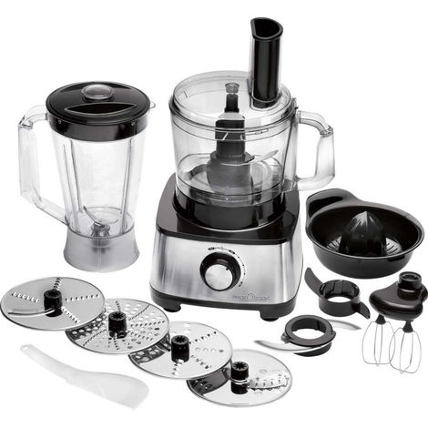 Proficook KM 1063 - Küchenmaschine, 11 Zubehörteile, 1200 W, Farbe schwarz und grau