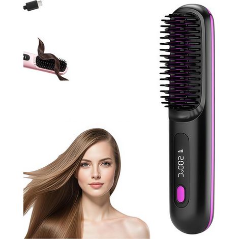 Fer à lisser de voyage - noir - Avec 3 niveaux de chaleur - Rechargeable par USB - Avec technologie ionique - 2026 Fers à lisser - Brosse lissante (1/5)