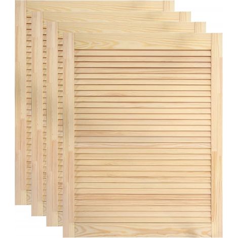Set di 4 ante a persiana in legno massello di pino ante per armadi ante per scaffali rivestimento per armadio guardaroba 61,5 x 39,4 cm 020003917