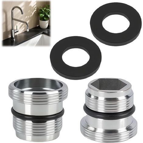Adaptateur robinet M22 mâle – Raccord en cuivre et acier inoxydable – Filetage externe pour installation rapide – Lot de 2 adaptateurs (1/5)