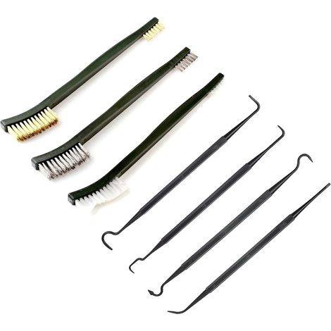 Mini Wire Brush - 7 Pieces - Nylon and Copper Bristles - For Rust Removal Cleaning of Doors Windows Tiles - 173 mm (1/5)