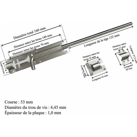 Verrou de porte à tige coudée inox 201 diamètre 11 mm x 1,5 m avec vis 11 1.5 201 5 g – Livraison gratuite