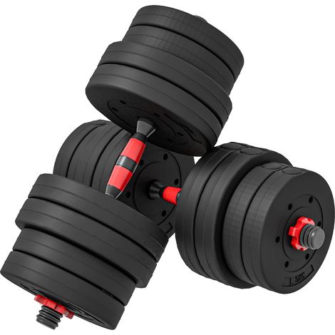 Set 2 Manubri Antiscivolo con 16 Dischi Pesi da 30 kg  totali e Connettore in Acciaio HDPE e Sabbia Nero