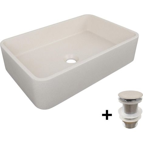 Lavabo de apoyo rectangular 50x32,5 cm + válvula SANDY (1/4)