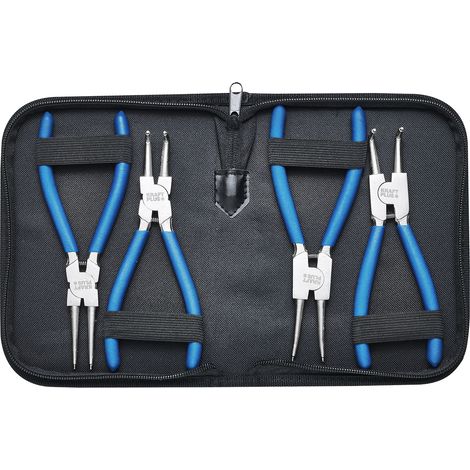 KRAFTPLUS K.105-4150 Sprengringzange Satz 150 mm Seegeringzange Sicherungsringzange Set gerade gebogen - 4 tlg. - Mit Tasche
