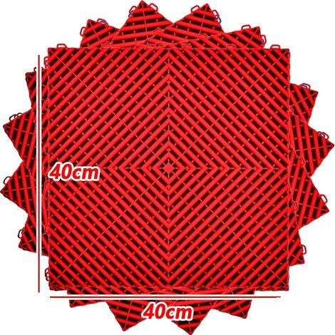 Dalles de sol emboîtables, construction durable, installation facile, 40Pcs Rouge (1/2)