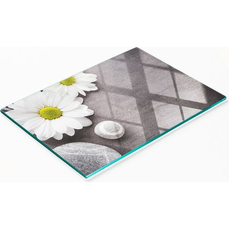 Tabla de cortar decorativa de vidrio templado Gerbera para cocina, 80x52 cm (1/5)