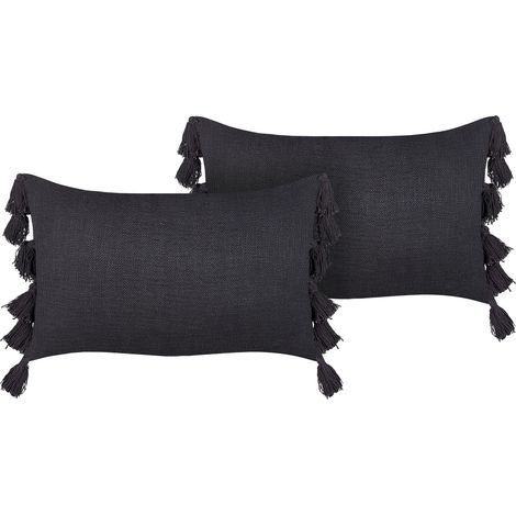 Dekokissen 2er Set LYTHRUM Baumwolle 45 x 45 cm Schwarz Ohne Muster (1/5)