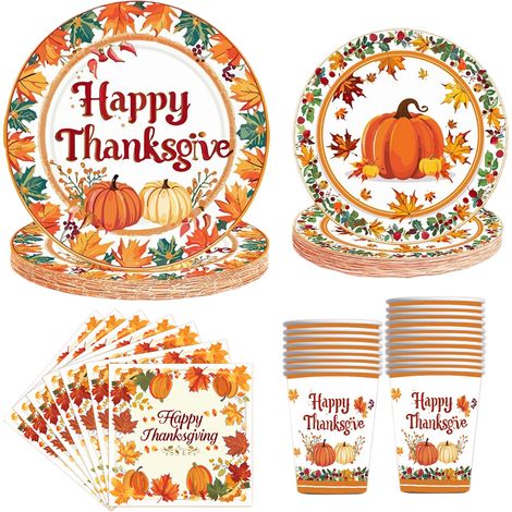 Assiettes et serviettes en érable pour Thanksgiving, décorations de fête d'automne, vaisselle jetable (1/4)