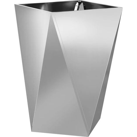 Bac à plantes design moderne extérieur 50 x 50 x 75 cm idéal jardin terrasse en acier galvanisé argent