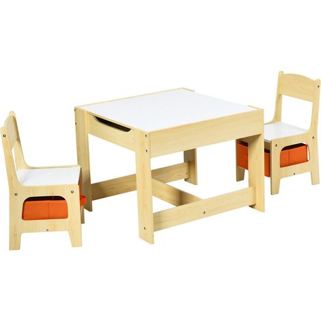 Tovaglietta per bambini 62 x 62 x 48 cm scrivania ergonomica 2 in 1 con contenitore design giocoso MDF bianco 200019401