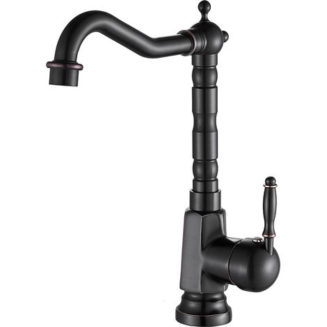 Mélangeur de cuisine traditionnel Bronze huilé, levier unique Bec pivotant Robinet pour lavabo de cuisine/salle de bain, BL9250B (1/5)