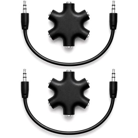 2 PCS Répartiteur Audio 5 Jack 3,5 mm pour Casques, Adaptateur Stéréo Partage Sonore, Diviseur Aux Portable Pour Smartphone, Ordinateur et Appareils Avec Prise Jack 3,5 mm (1/5)