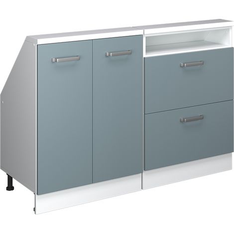Dachschrägenschrank-Set Rion, Blau-Grau/Weiß, 2er Set, Vicco