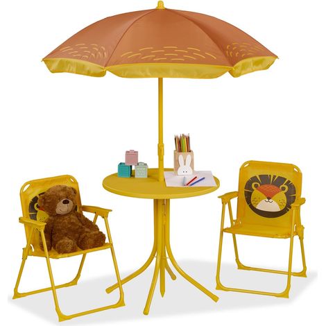 Conjunto de muebles de camping para niños de 4 piezas con sombrilla