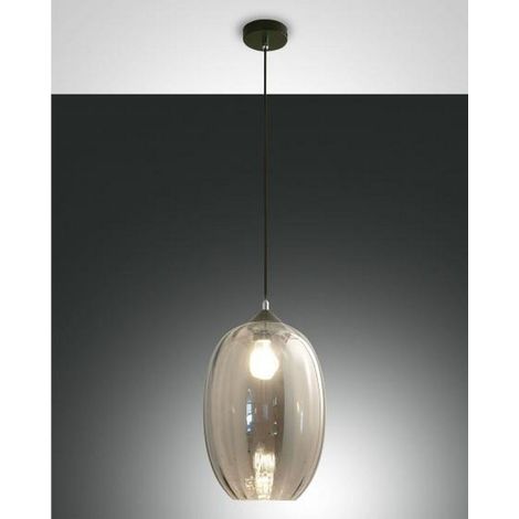Suspension Infinity En Verre Soufflé Fumé Et Métal, Douille E27, Design Élégant Et Moderne, Idéale Pour L'Éclairage Intérieur