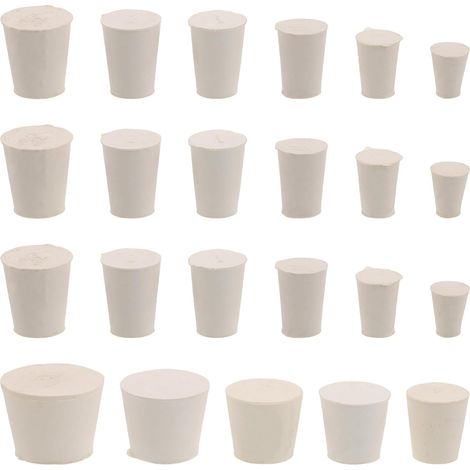 Lot de 23 bouchons coniques en caoutchouc blanc 11 tailles assorties 000 à 8 Bouchons en caoutchouc pour tubes à essai, flacons et verrerie de laboratoire (1/5)