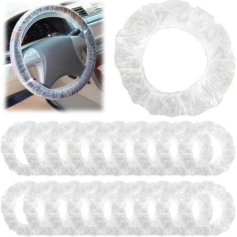 QORVA-100 Pièces de Housses de Volant Transparentes Universelles, Housses Jetables Élastiques en Plastique, Protection Étanche pour Volants de Voiture, Accessoires Pratiques pour Mécaniciens et Atelie (1/5)