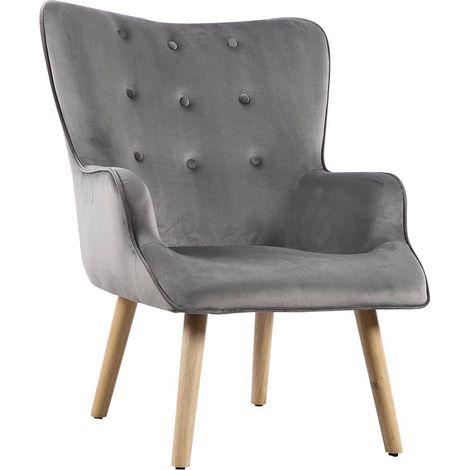 Sessel aus Samt skandinavischer Stil "Odense" - 73 x 81 x 92,5 cm - 1 Person - Grau