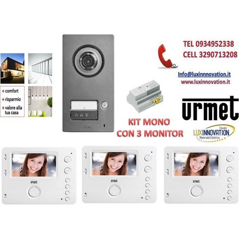 Kit Videocitofono con 3 Monitor vivavoce urmet 1722