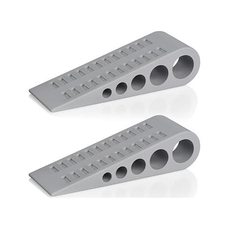 (Gris) Lot de 2 butées de porte en caoutchouc en forme de coin, protection murale et de sol pour le bas de porte, avec support blanc auto-adhésif, 12,7 cm x 4 cm x 3,3 cm (1/5)