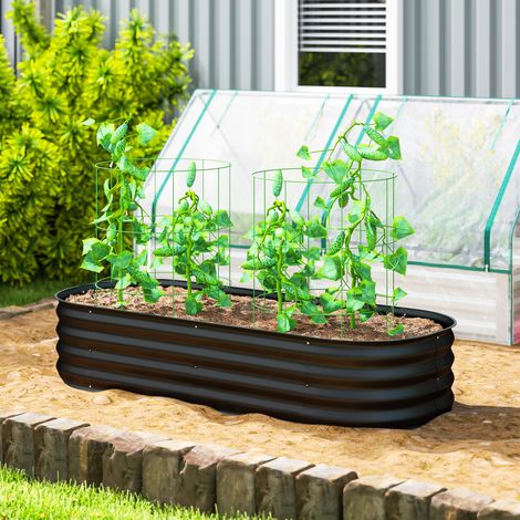 Jardinière surélevée carré potager de jardin en acier modulable légumes. plantes. fleurs. dim. 150 x 62 x 30 cm noir