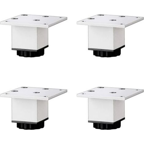 Pieds de meuble de cuisine et de salle de bain en alliage d'aluminium, pieds de meuble carrés réglables, argent givré, 4 pièces (5 cm/2 pouces) (1/5)