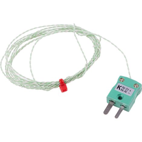 Thermocouple type K Ø 1/0.2mm, L 2m, +250°C max à Fiche mâle miniature ( Prix pour 1 )