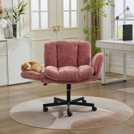 Chaise bureau pivotante chenille rose OKMYHOME (1/5)