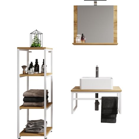 Meuble bogue, lavage Bitila 0 Blanc/Hong Eiche