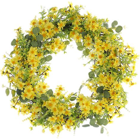 Guirlande Artificielle - Faux Jasmin D'hiver et Eucalyptus - Décoration Murale Porte Intérieure Extérieure - 35 cm (1/5)