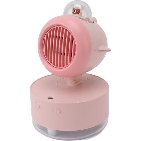 Mini-Erfrischungsventilator in Bärenform, USB-aufladbar, mit Intensitätsregelung, eingebautem Nachtlicht und eingebautem Akku (rosa). (1/5)