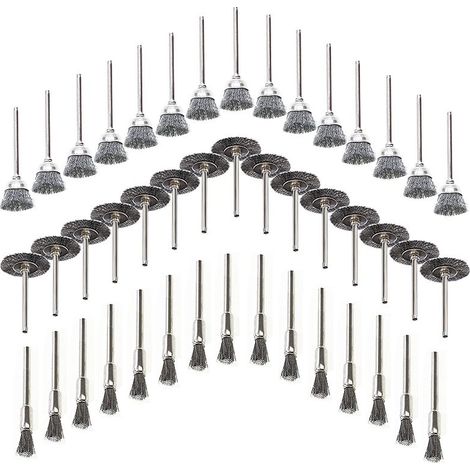 45 pièces Brosses Métalliques, Fil d'acier Inoxydable Métallique de Forage Brosses Rotatifs, pour Métal pour Perceuse Outils, Polissage, Dérouillage, Bois en Ébarbage