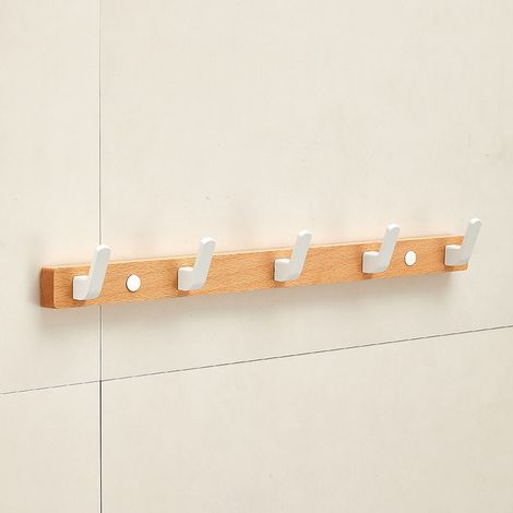 Attaccapanni murale decorativo per cappotti borse asciugamani cappelli, bianco, 5 ganci (1/5)