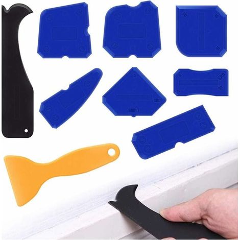 Kit Finition Joint Silicone - Outil de Lissage et Calfeutrage pour Salle de Bain - 9 Pièces dont Racloir et Outils de Finition (1/5)