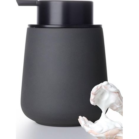 Dispenser di sapone in schiuma di ceramica, dispenser di sapone in schiuma per bagno e cucina, dispenser moderno in ceramica con pompa, per bagno e cucina, grigio (1/5)