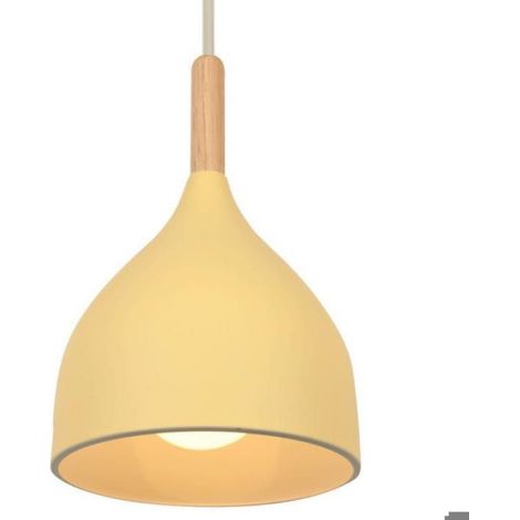 Pendelleuchte – Ø 17 cm – Metall & Holz – Beige – E27-Fassung (1/5)