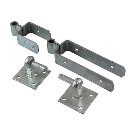 TIMCO Double Strap Gate Hinge Set with Hook on Plate Hot Dipped Galvanised - 300mm