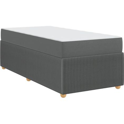 Lit simple,Lit adulte,Cadre de lit avec matelas Gris foncé 90 x 200 cm tissu CFW4196853 (1/5)