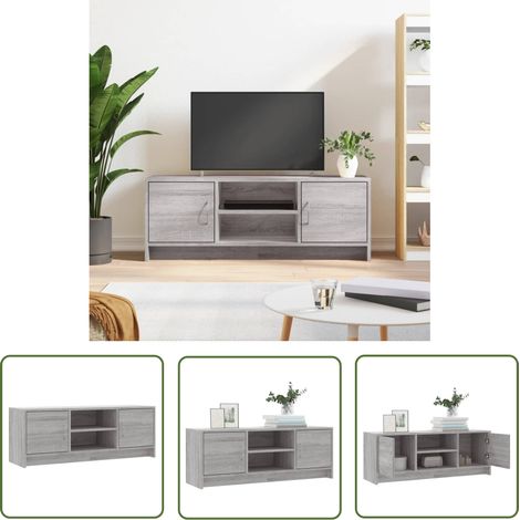 The Living Store Meuble TV sonoma gris 102x30x37,5 cm bois d'ingénierie - Meubles Tv - Meuble Tv - Support Tv - Unité Tv - Meuble Salon (1/5)