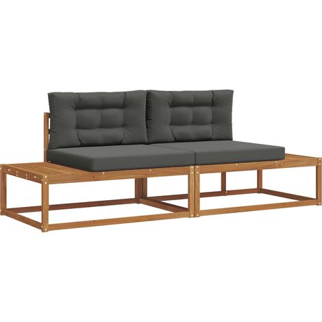 Maison Exclusive - Outdoor-Sofagarnitur mit Kissen Natur und Anth
