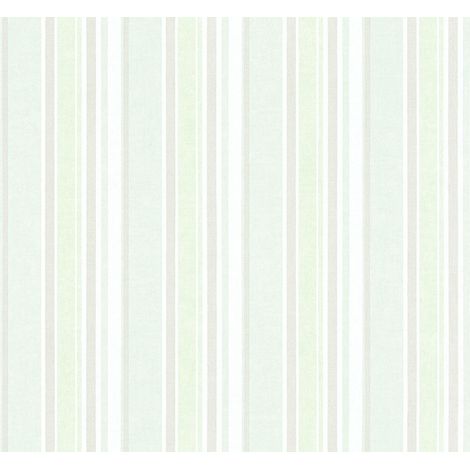 Papier peint traditionnel à rayures Vert 10mx 0.53 m (1/5)