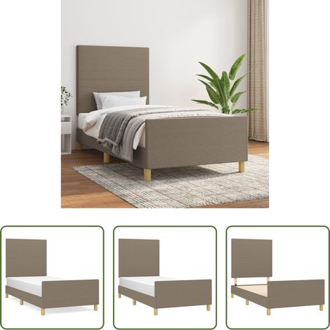 Tête de lit réglable - Cadre de lit sans matelas taupe 90x190 cm tissu (1/5)