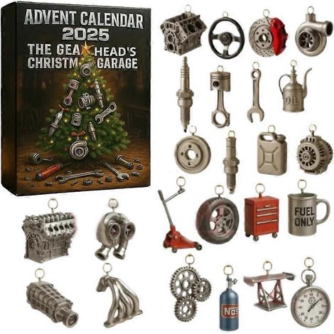 Calendrier de l'Avent 2025 - Compte à rebours de Noël - 24 jours - Mini outils et pièces automobiles pour les passionnés de mécanique et d'automobile (1/5)