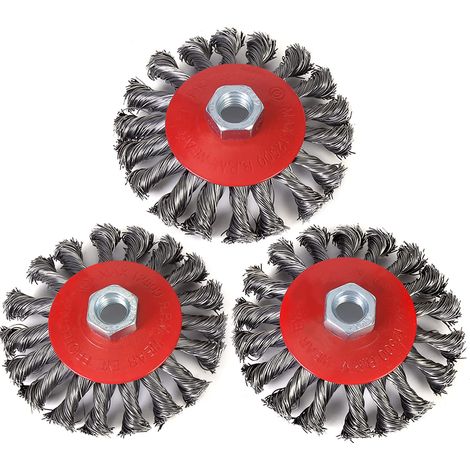 115mm Brosse Metallique Meuleuse, 3 Pièces Brosse à Fils Métalliques, Brosses Métalliques pour Meuleuse D'angle M14 (1/5)